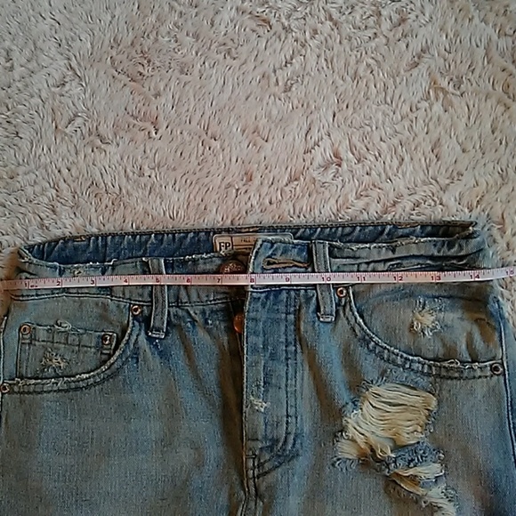 Free People lightwashed distressed jean skirt - Picture 3 of 5